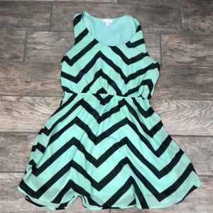 Charming Charlie Mint and Navy Chevron Dress